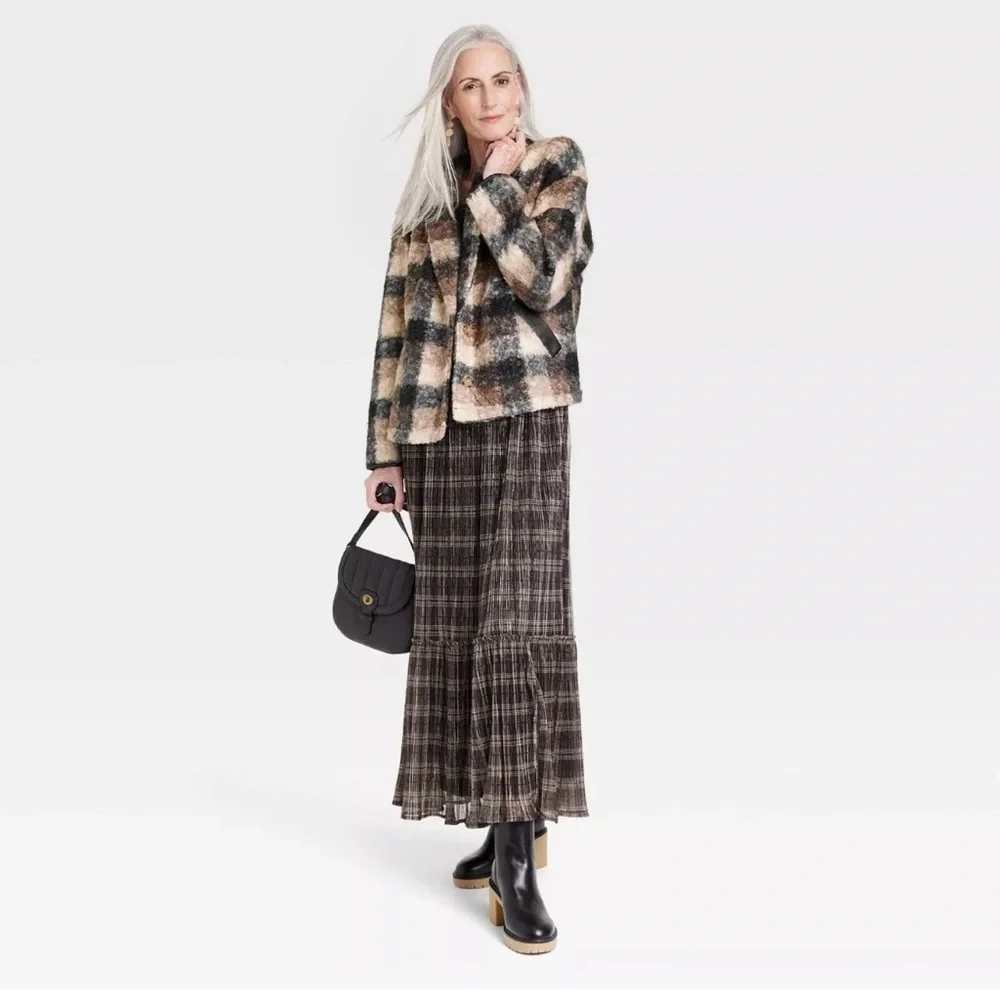Knox Rose Women's Plaid Sweater Overcoat Black Plaid Size XS - Picture 3 of 10